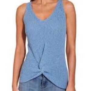 Boston Proper Light Blue Textured Sleeveless Tank Top Blouse Size XS New